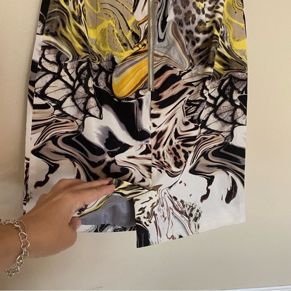 Anthropologie Leifsdottir Silk Panthers Play Dress Yellow Gray Size 0 - Picture 11 of 14